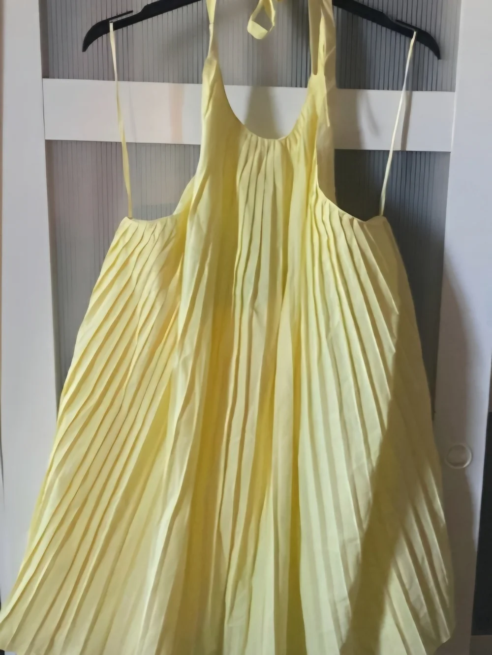 Zara Pleated Halter Dress in Pale Yellow - Picture 8 of 9